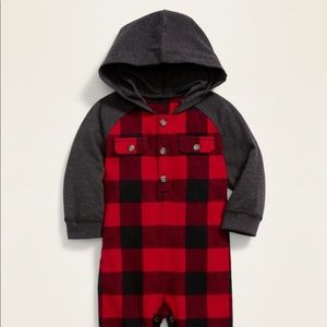 Baby Hooded Raglan One Piece Sz 12 - 18 Months